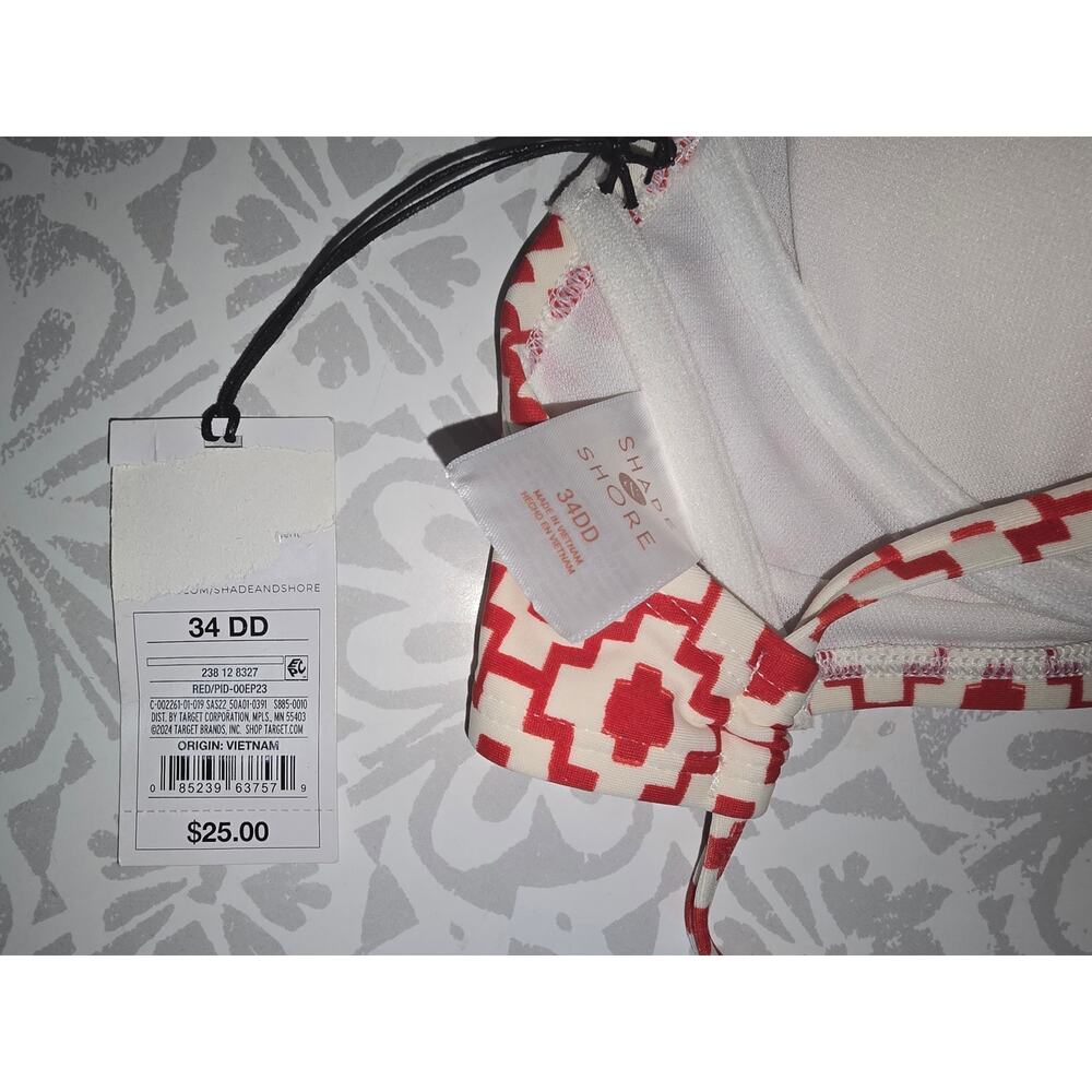 NWT Red Geometric Underwire Bikini Top – 34DD (Shade & Shore) - Picture 6 of 8